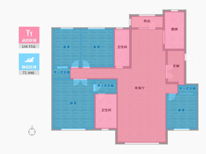 辽宁省-大连市-鸿玮澜山三期尊岳-162.57-户型库-动静分区