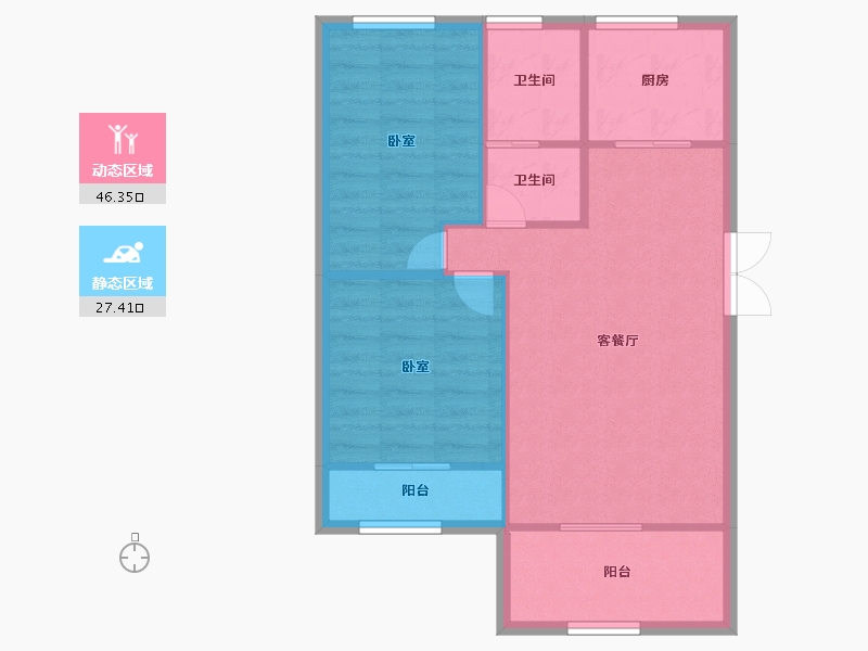 辽宁省-大连市-天邦新港壹号-67.04-户型库-动静分区