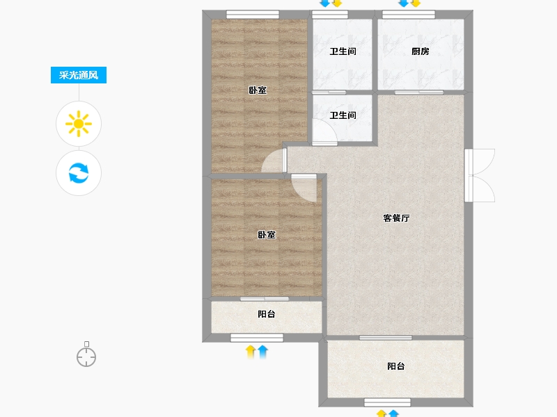 辽宁省-大连市-天邦新港壹号-67.04-户型库-采光通风