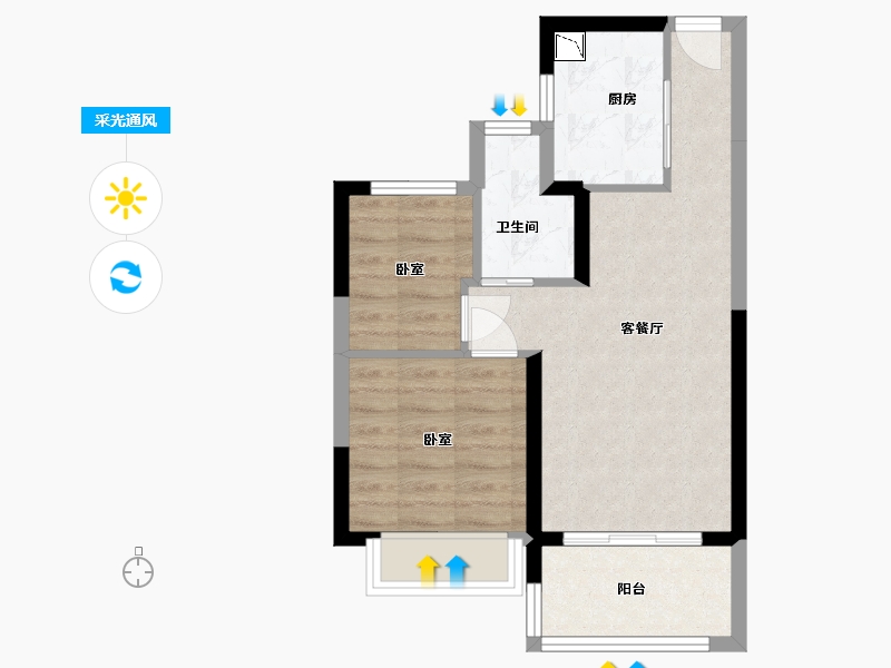 陕西省-西安市-雅居乐云南原乡-50.69-户型库-采光通风