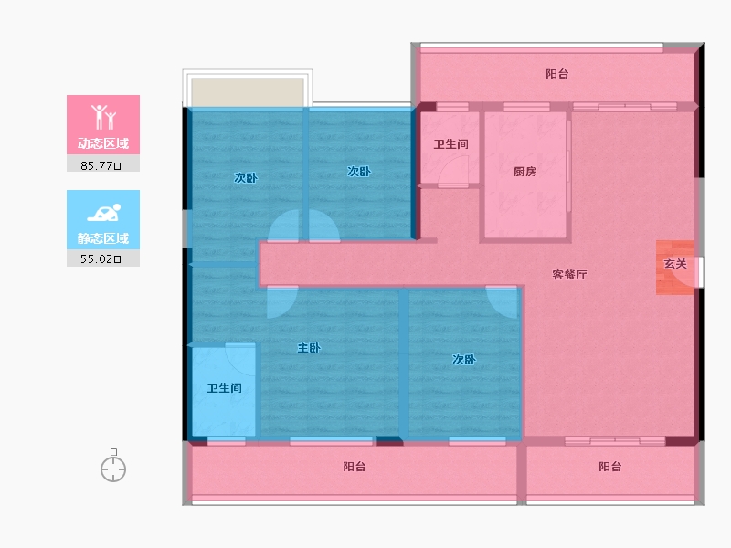 云南省-曲靖市-西城公馆-126.33-户型库-动静分区