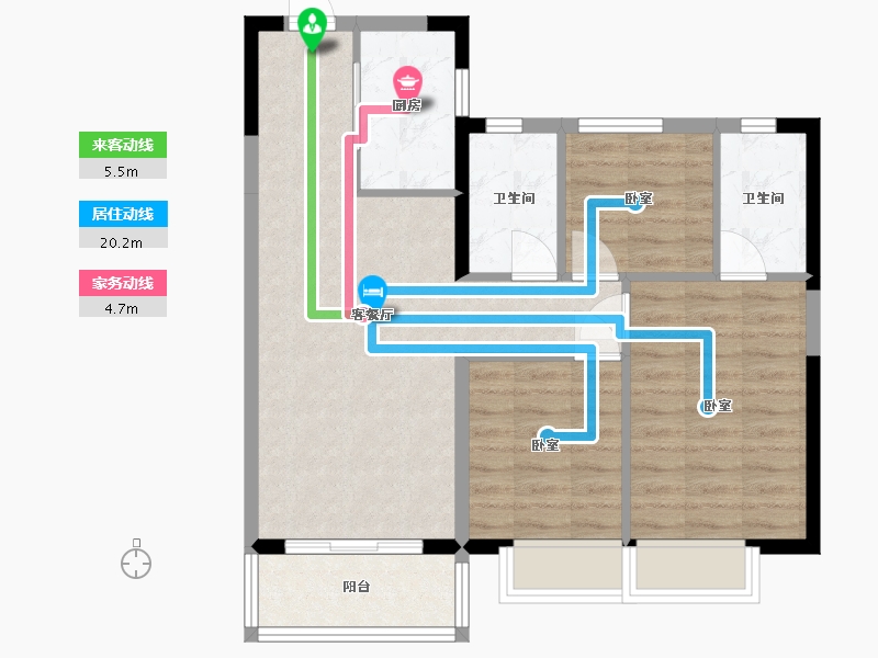 陕西省-西安市-西安孔雀城-72.66-户型库-动静线