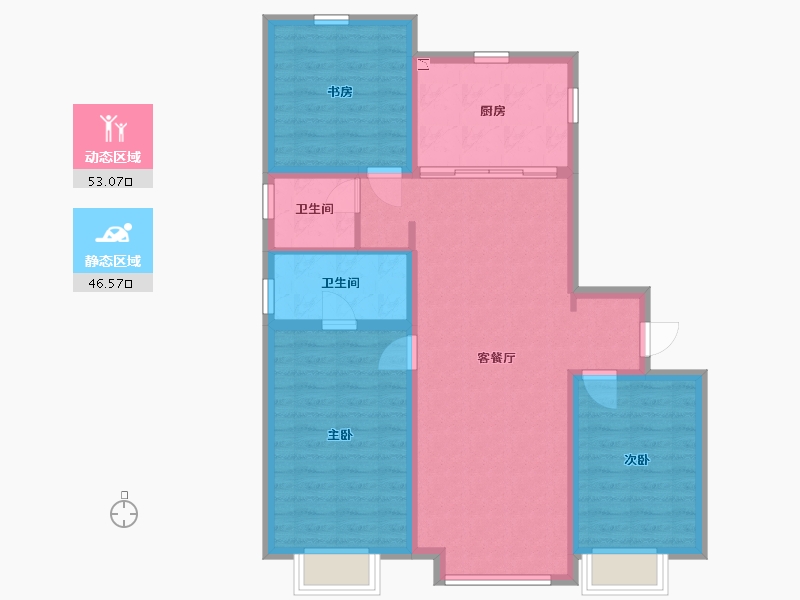 内蒙古自治区-包头市-万科中央公园-89.42-户型库-动静分区