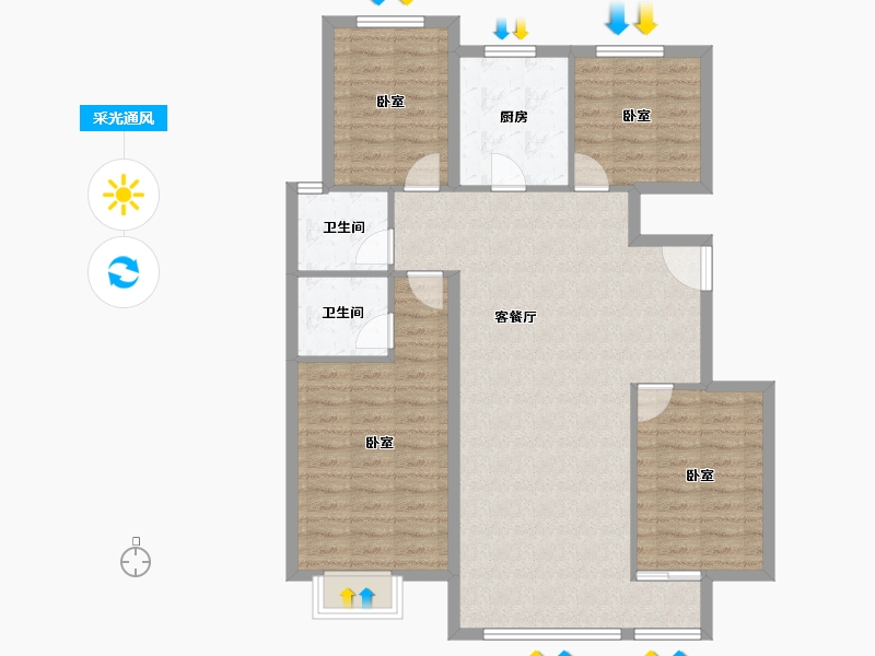 山西省-太原市-通建·融创城-107.48-户型库-采光通风