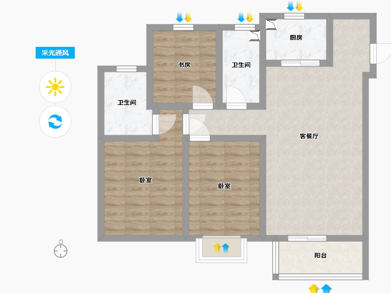 山西省-太原市-悦唐·慧和郡-77.77-户型库-采光通风