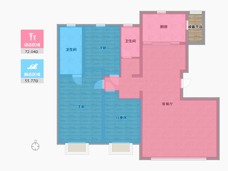 内蒙古自治区-包头市-万科中央公园-118.41-户型库-动静分区