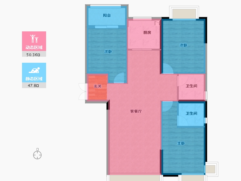 云南省-曲靖市-荣海壹号二期-88.60-户型库-动静分区