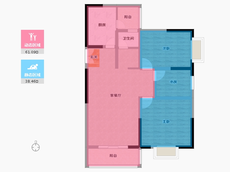 云南省-昆明市-曲靖旺角时光-88.80-户型库-动静分区