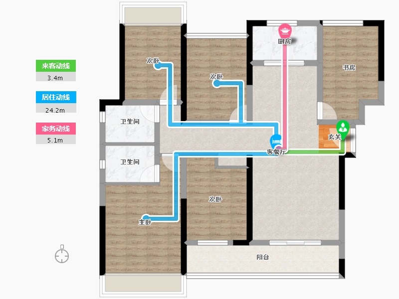 云南省-曲靖市-西城公馆-113.82-户型库-动静线