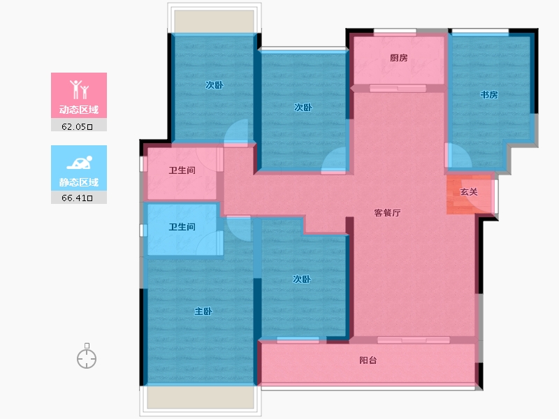 云南省-曲靖市-西城公馆-113.82-户型库-动静分区