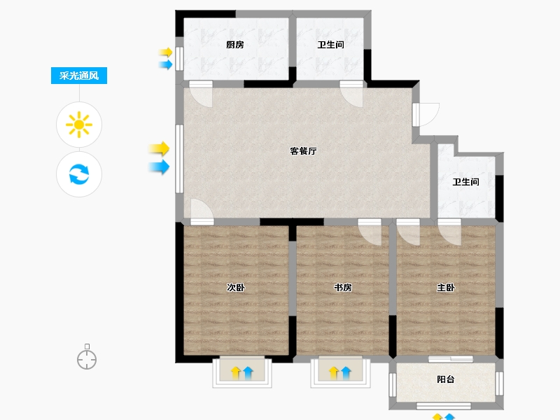 陕西省-西安市-万鹏商住大厦-100.01-户型库-采光通风