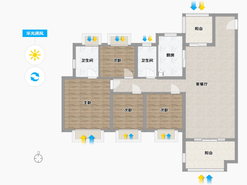 湖北省-襄阳市-宏泰越秀星汇城-120.03-户型库-采光通风