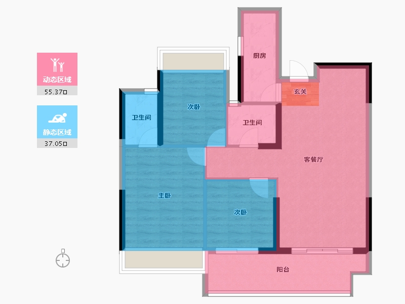 云南省-曲靖市-益府中央公园-83.23-户型库-动静分区