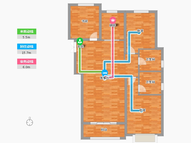 陕西省-西安市-周至龙记观园-100.98-户型库-动静线