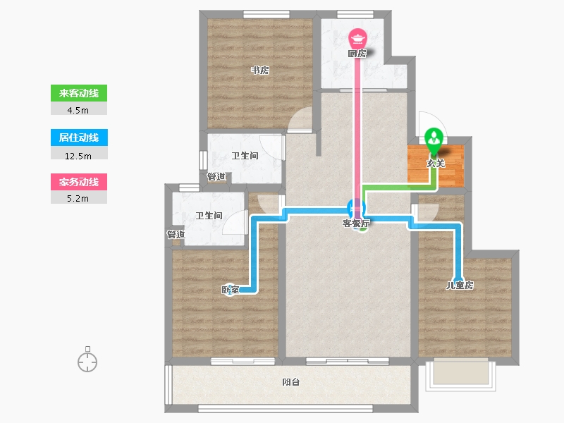 陕西省-西安市-周至龙记观园-95.63-户型库-动静线