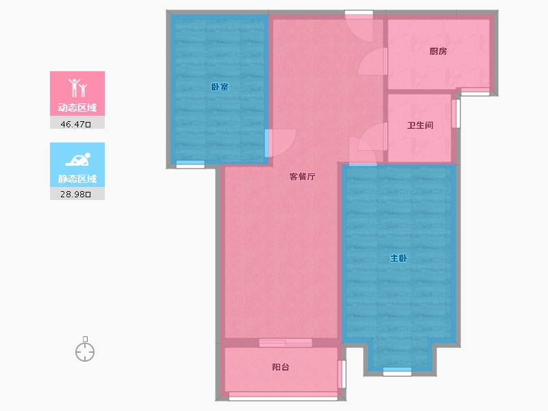 辽宁省-辽阳市-辽阳鑫德雅居-67.50-户型库-动静分区