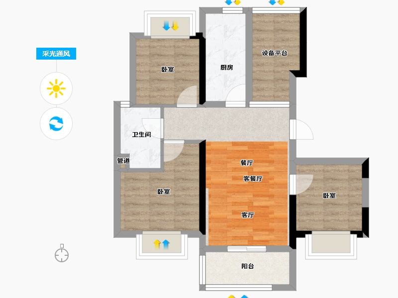 云南省-昆明市-中建龙熙国际-61.11-户型库-采光通风