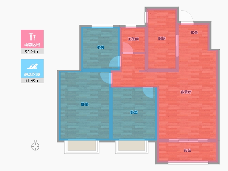 陕西省-西安市-周至龙记观园-90.09-户型库-动静分区