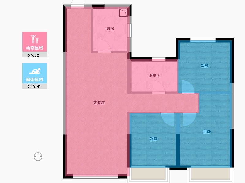 黑龙江省-哈尔滨市-华夏幸福|深哈中心·松江序-74.08-户型库-动静分区