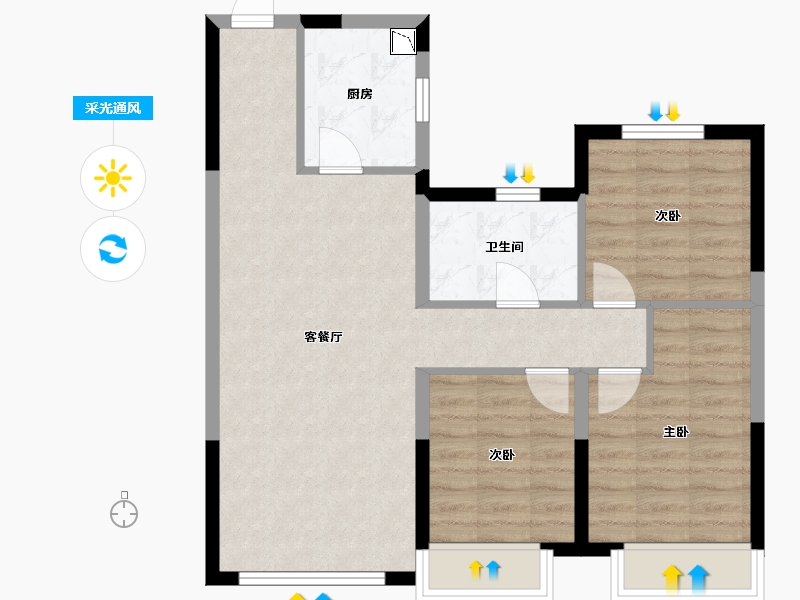 黑龙江省-哈尔滨市-华夏幸福|深哈中心·松江序-74.08-户型库-采光通风