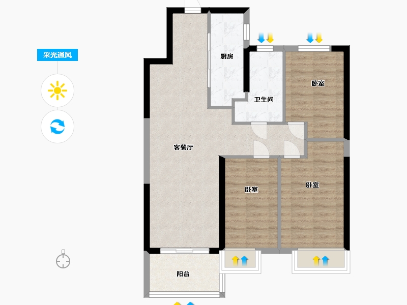 陕西省-西安市-西安孔雀城-76.00-户型库-采光通风