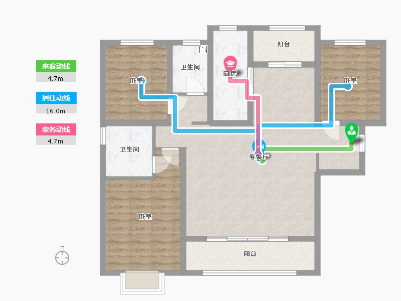 陕西省-渭南市-蒲城汇邦中央公馆-104.32-户型库-动静线