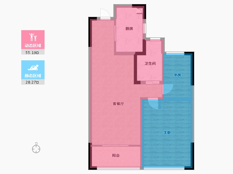 江苏省-无锡市-洋溪华庭公寓-74.46-户型库-动静分区