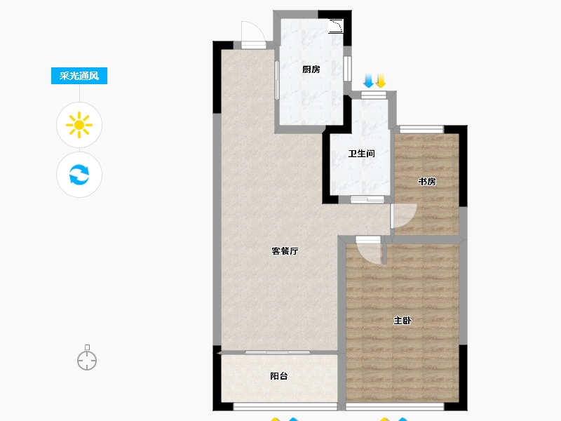 江苏省-无锡市-洋溪华庭公寓-74.46-户型库-采光通风