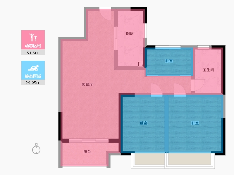 江苏省-无锡市-融创西羲里-71.00-户型库-动静分区