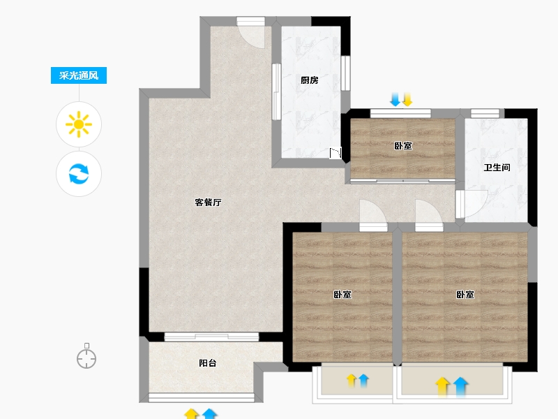 江苏省-无锡市-融创西羲里-71.00-户型库-采光通风