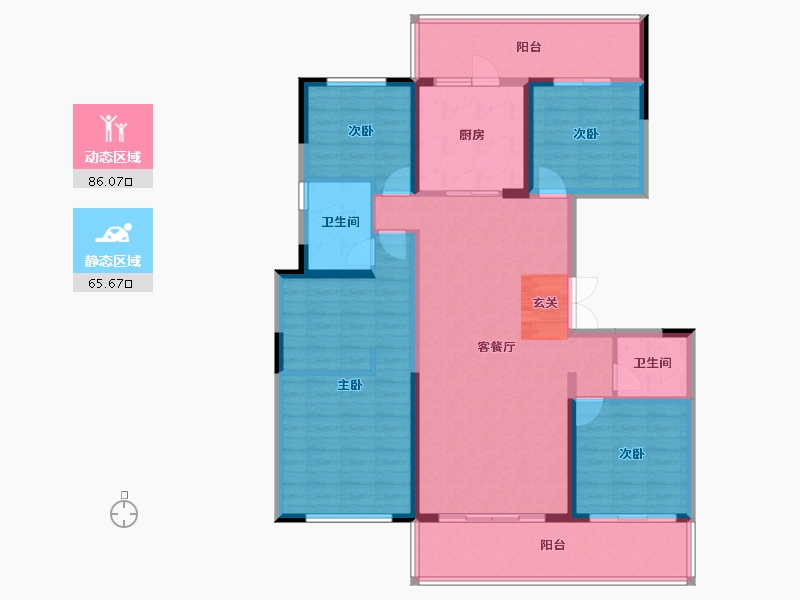 云南省-昆明市-华夏四季-137.03-户型库-动静分区