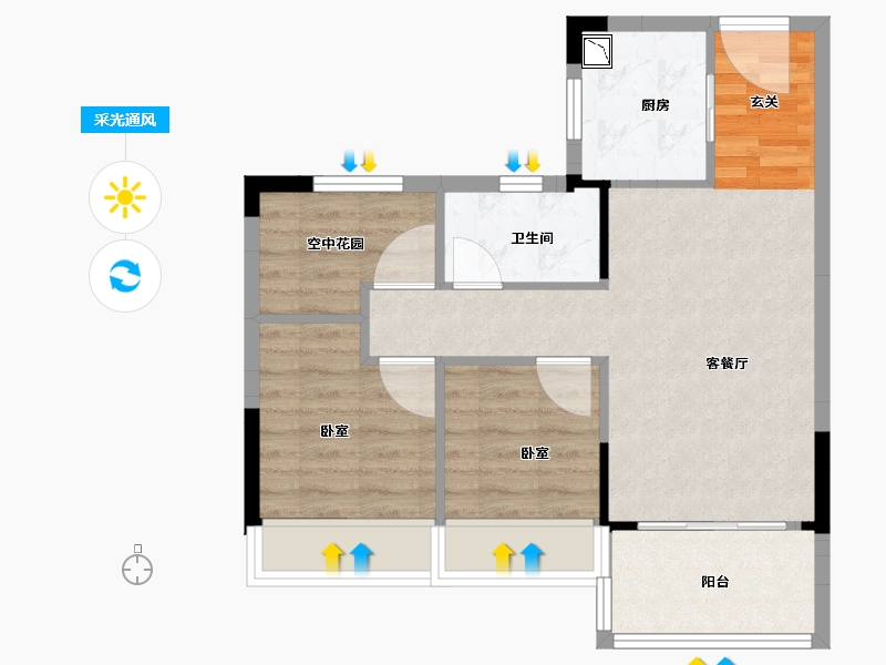 江苏省-南京市-欧洲城玖禧澜湾-60.01-户型库-采光通风