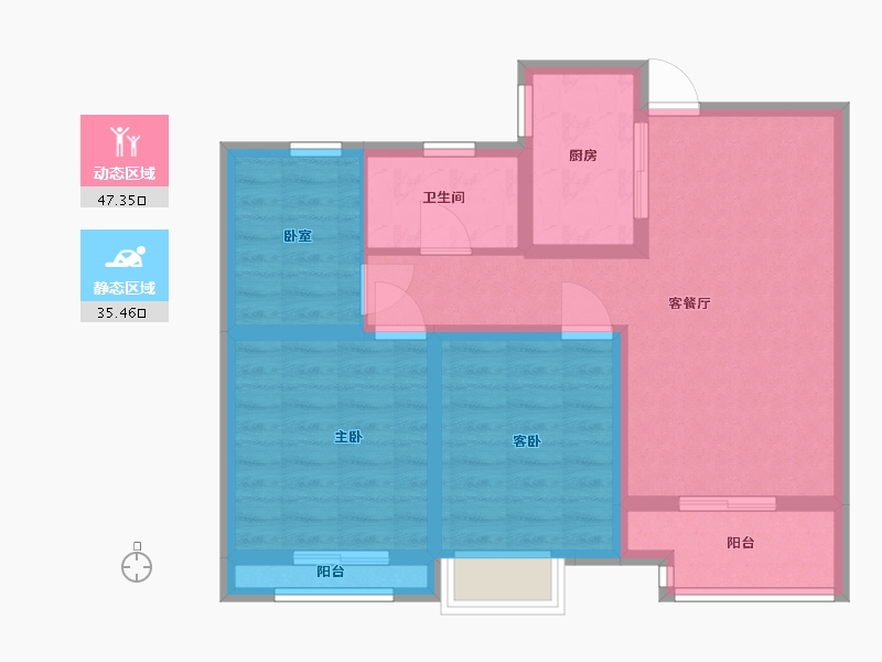 陕西省-咸阳市-绿城咸阳桂语江南-73.00-户型库-动静分区