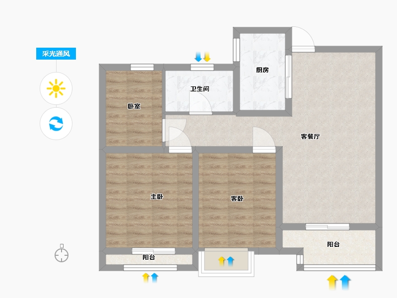 陕西省-咸阳市-绿城咸阳桂语江南-73.00-户型库-采光通风