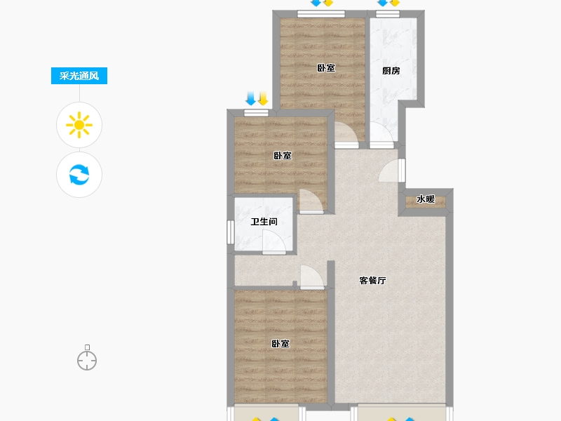 辽宁省-抚顺市-电建地产海赋外滩澋苑-71.61-户型库-采光通风