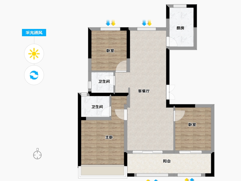 陕西省-西安市-西安蓝光长岛国际社区-94.01-户型库-采光通风