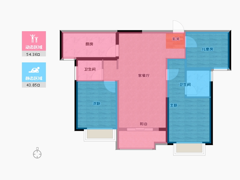 陕西省-西安市-万科璞悦-88.00-户型库-动静分区