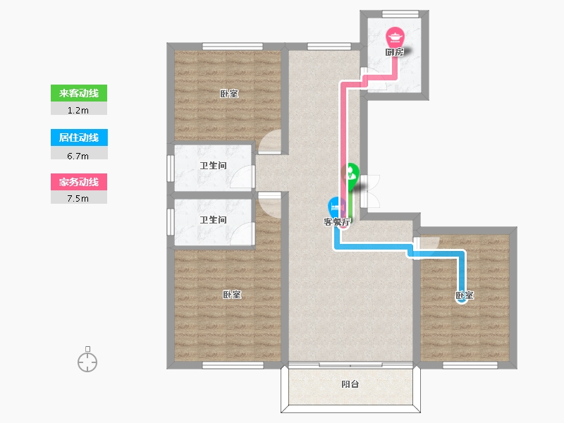 吉林省-四平市-公主岭领秀世家-97.85-户型库-动静线