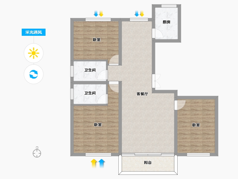 吉林省-四平市-公主岭领秀世家-97.85-户型库-采光通风