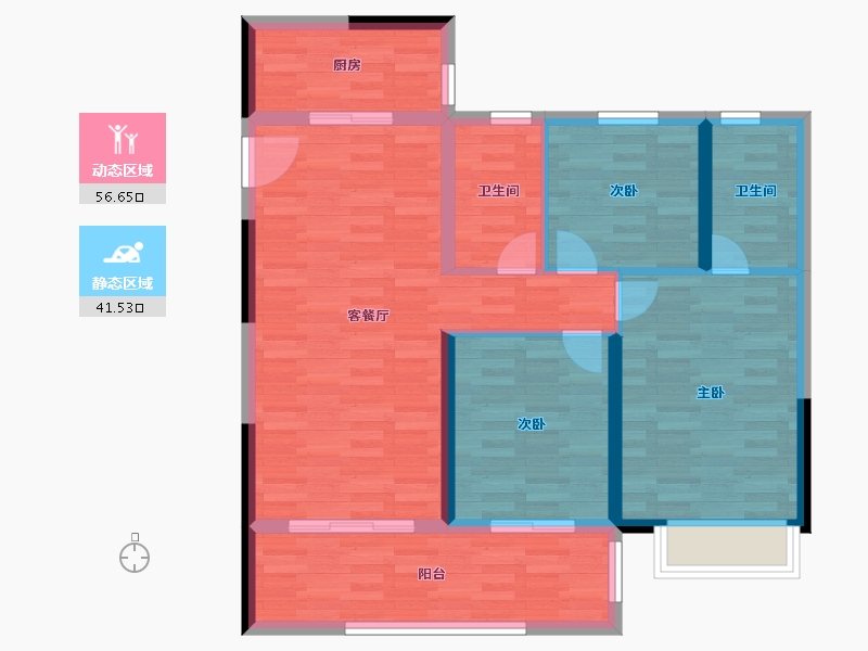 江苏省-南京市-蓝光睿创新筑-88.06-户型库-动静分区