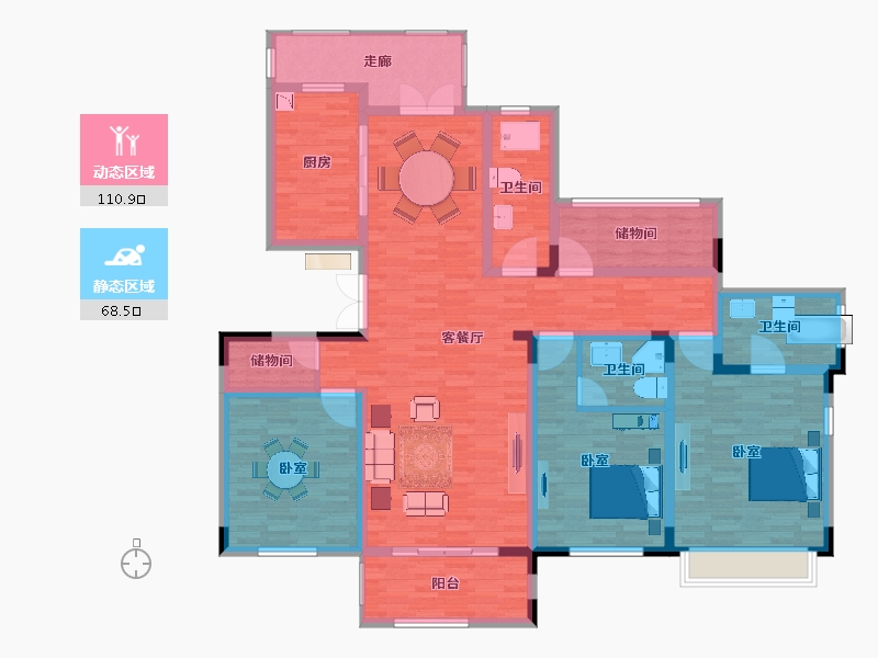 江苏省-南京市-景枫法兰谷-160.37-户型库-动静分区