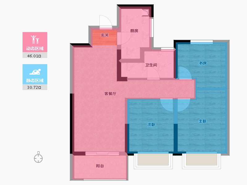 陕西省-西安市-绿城西安全运村-67.60-户型库-动静分区