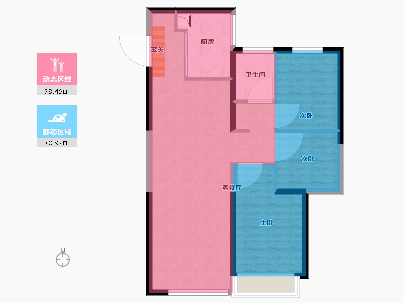 陕西省-西安市-凤栖云筑-76.00-户型库-动静分区