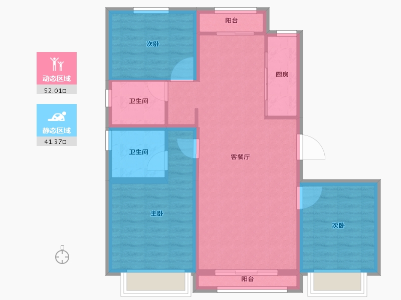 黑龙江省-牡丹江市-融创·冰雪影都-83.36-户型库-动静分区