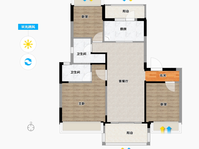 江苏省-南京市-欧洲城玖禧澜湾-94.07-户型库-采光通风