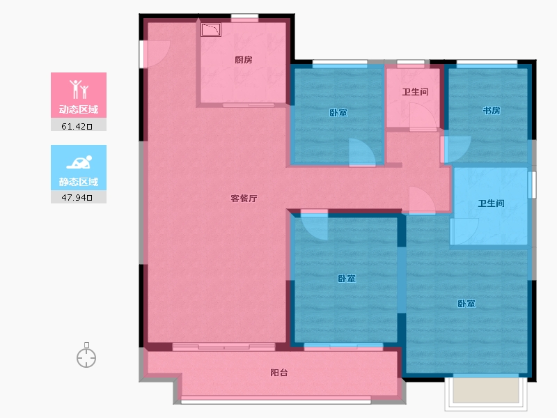 江苏省-无锡市-弘阳通银棠樾锦园-98.00-户型库-动静分区