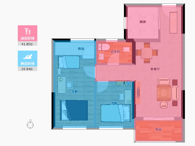 江苏省-南京市-碧桂园北站华府天悦湾-61.10-户型库-动静分区