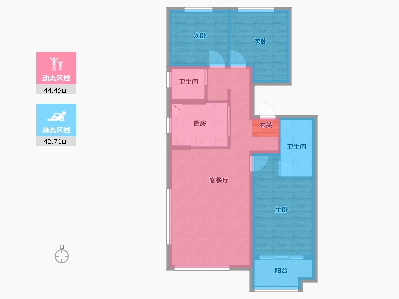 陕西省-西安市-中南春风里-77.26-户型库-动静分区