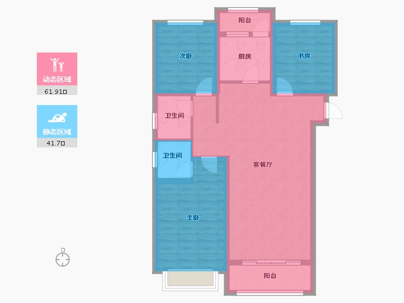 黑龙江省-大庆市-高地·爱莲堡花园-92.65-户型库-动静分区