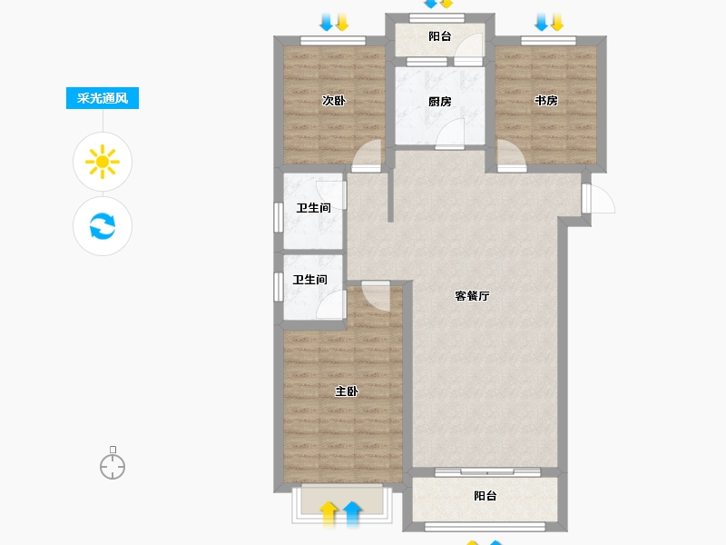 黑龙江省-大庆市-高地·爱莲堡花园-92.65-户型库-采光通风